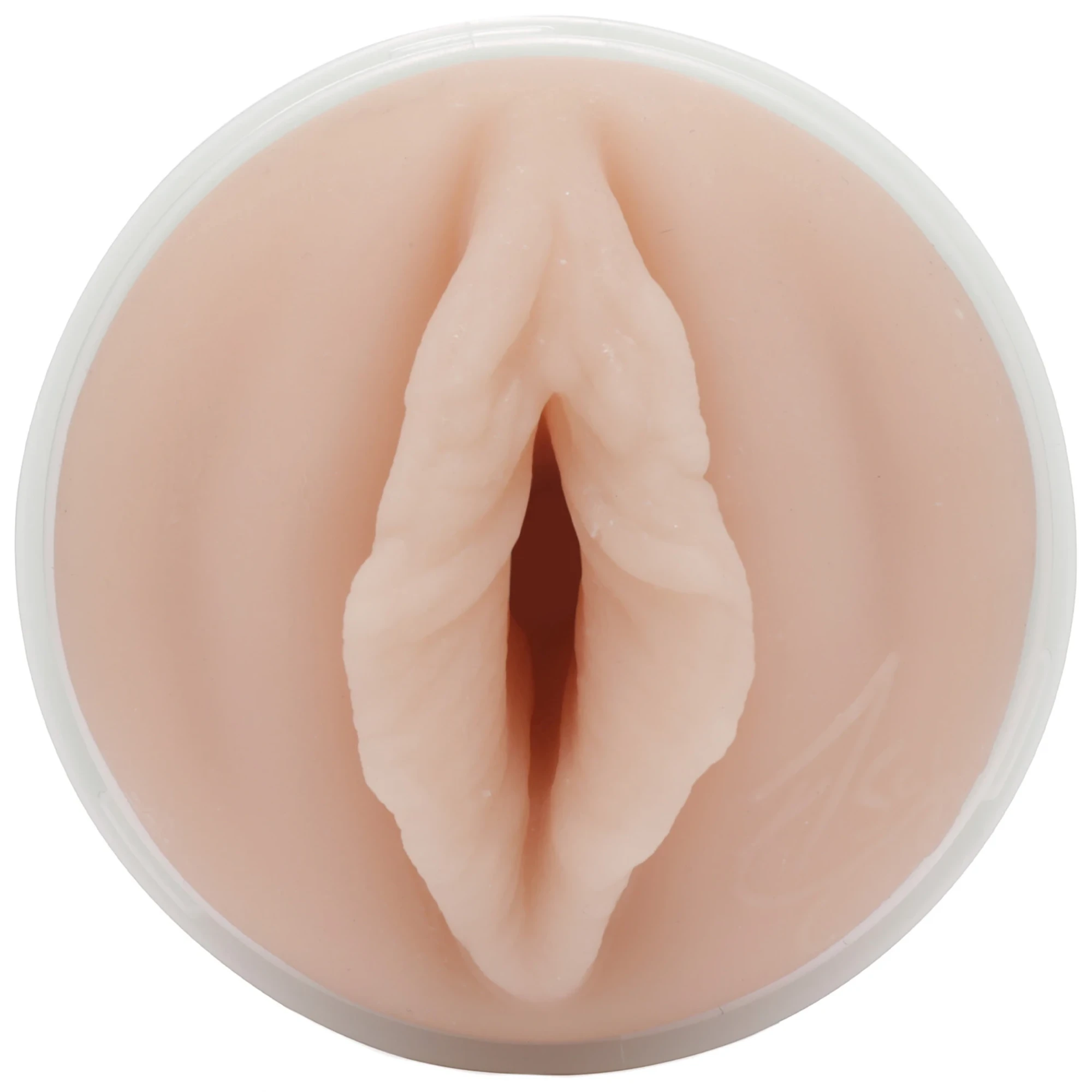 Fleshlight Elsa Jean Tasty Texture stroker toy shown from internal view displaying textured sleeve with detailed contours and ridges against white background