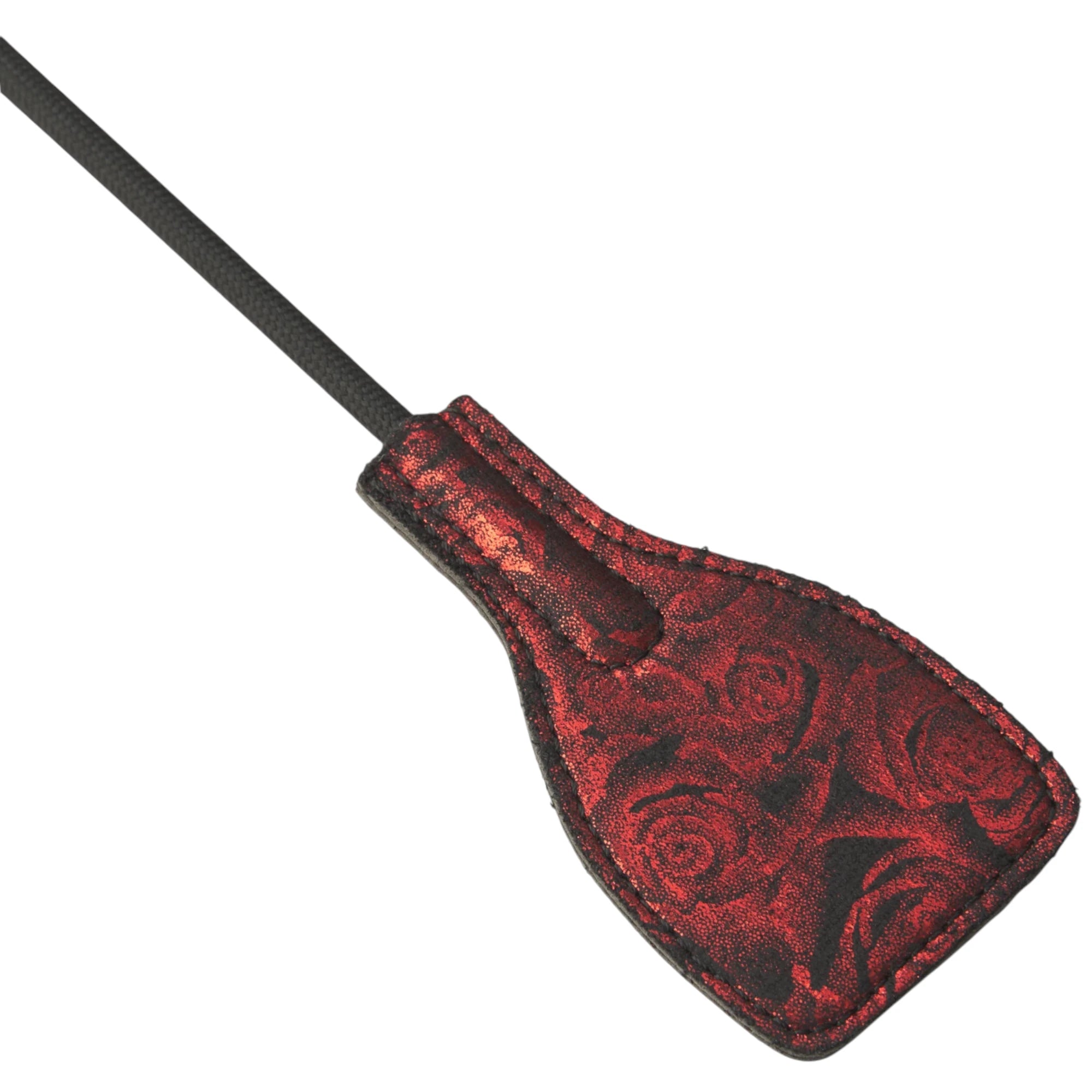Close-up of the Fifty Shades of Grey Sweet Anticipation riding crop tip on a white background