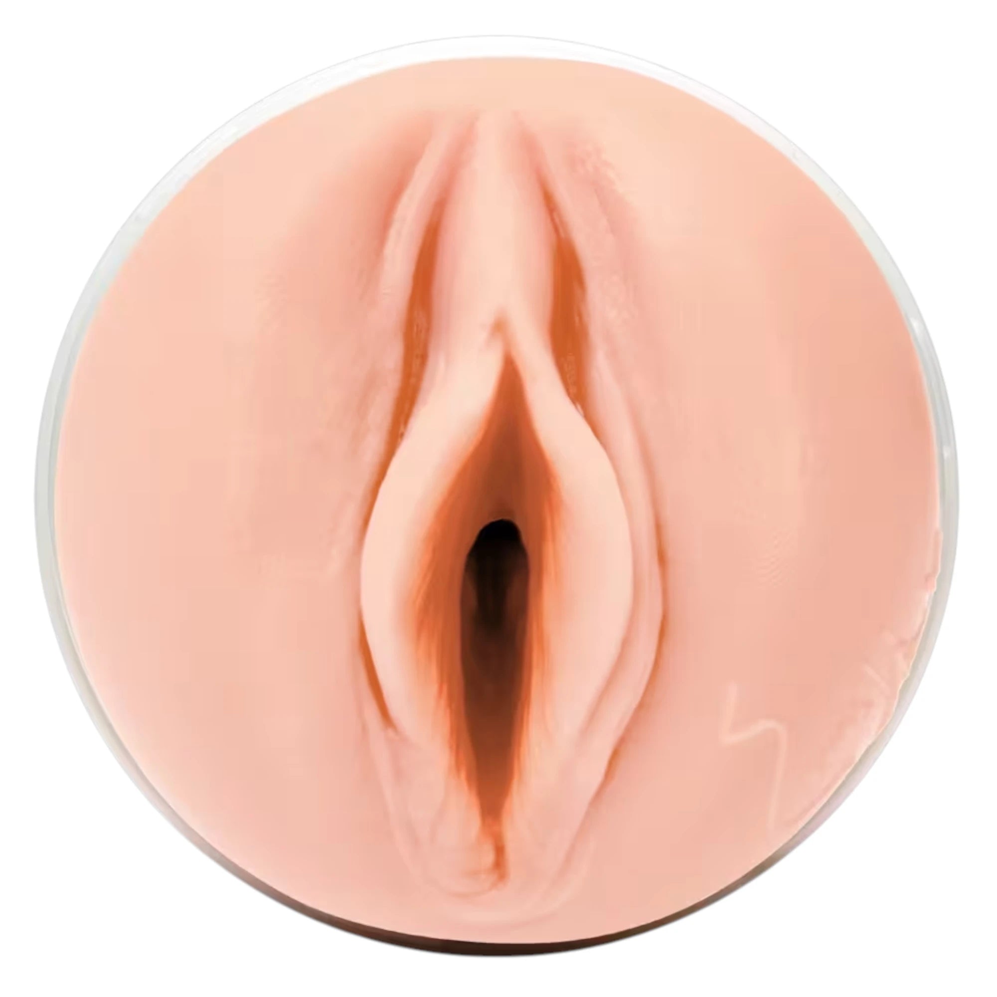 Fleshlight Girls Emma Hix Syrup Texture stroker toy shown from internal view displaying textured sleeve with detailed contours and ridges against white background