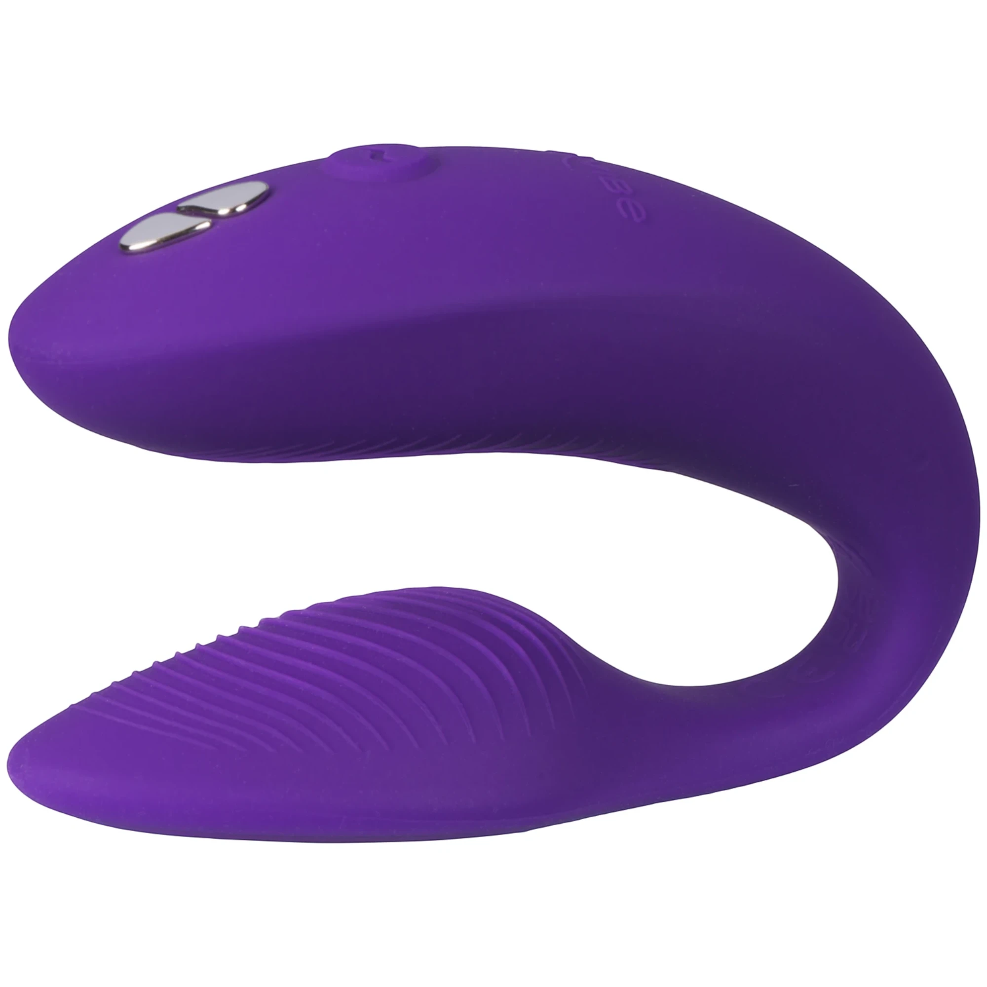 We-Vibe Sync 2 purple couples vibrator with textured surface against white background