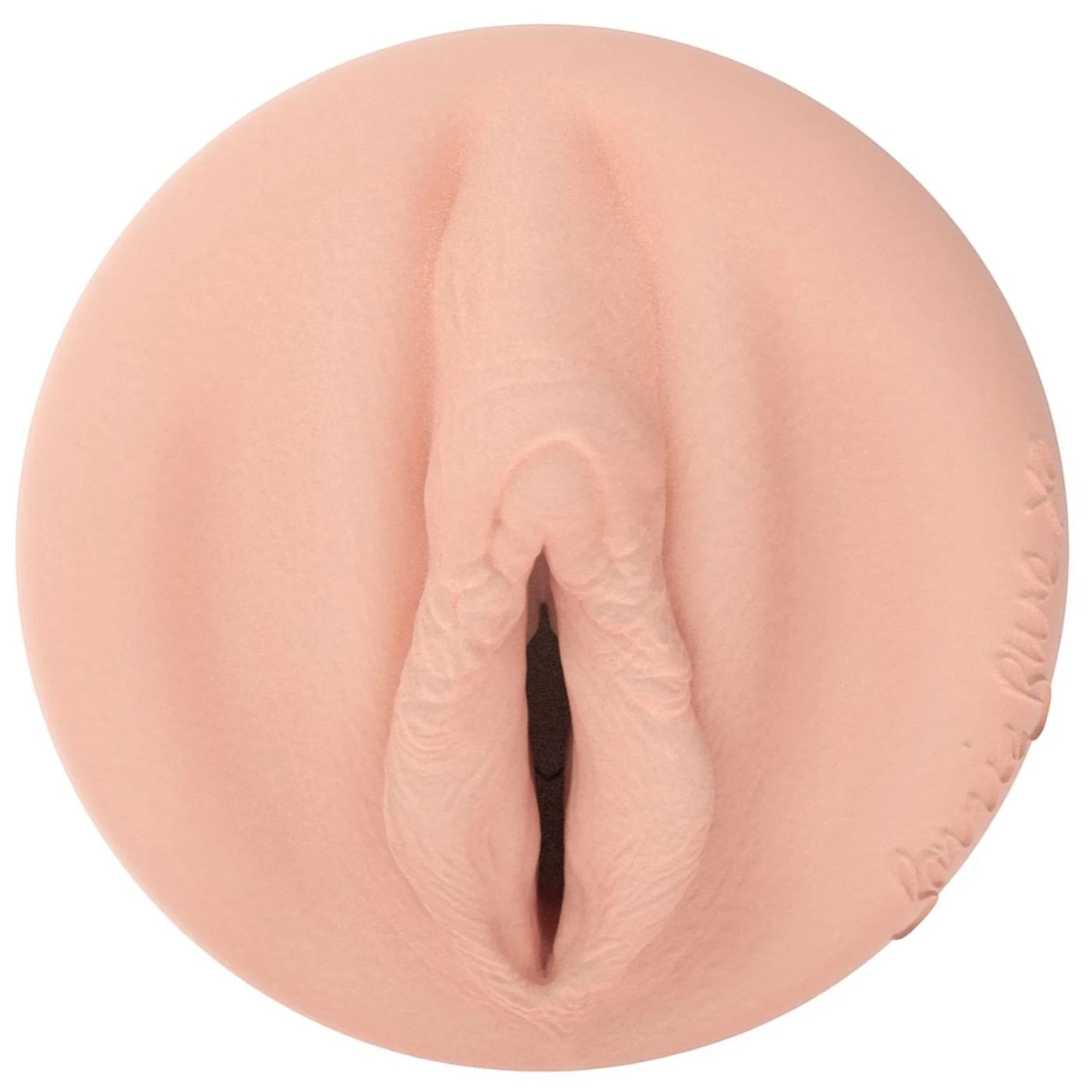 Close-up front view of the Fleshlight Girls Bonnie Blue “Lady Texture” sleeve opening, showing the realistic outer details and soft, skin-tone material against a white background.