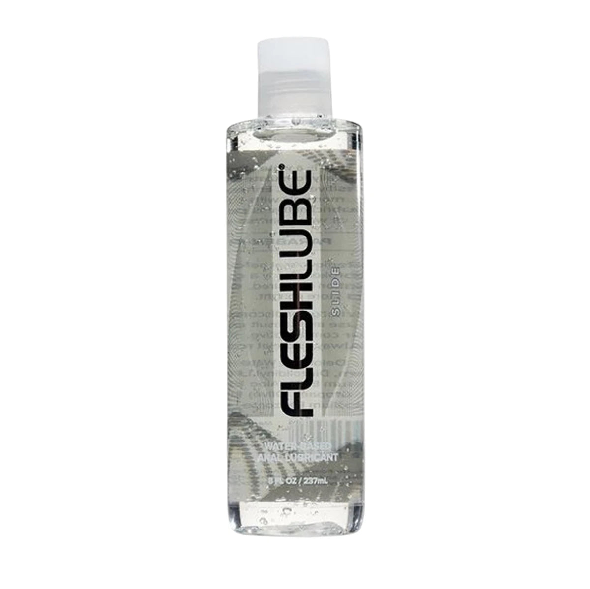 Fleshlube Slide anal lubricant 250ml bottle on a white background