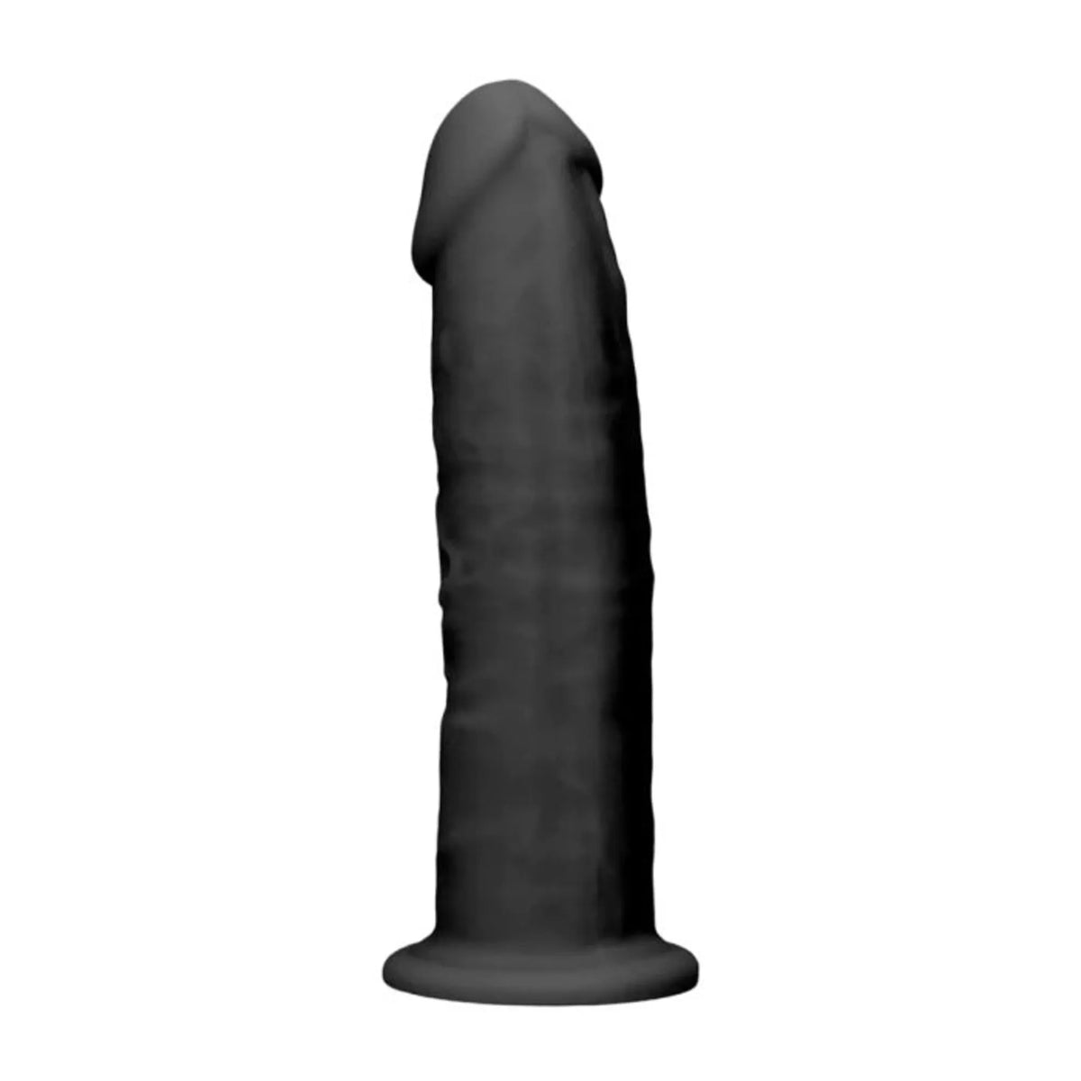 Real Rock black silicone dildo without balls 6 inch shown at a slight angle against white background