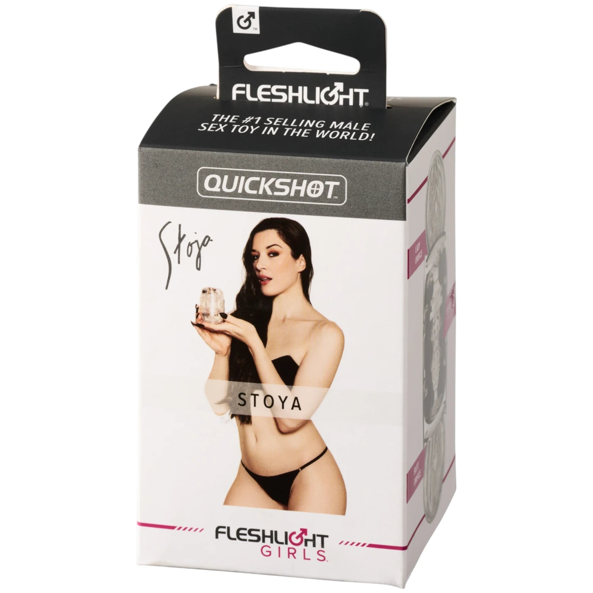 Fleshlight Quickshot Stoya Destroya textured male masturbator packaging on a white background