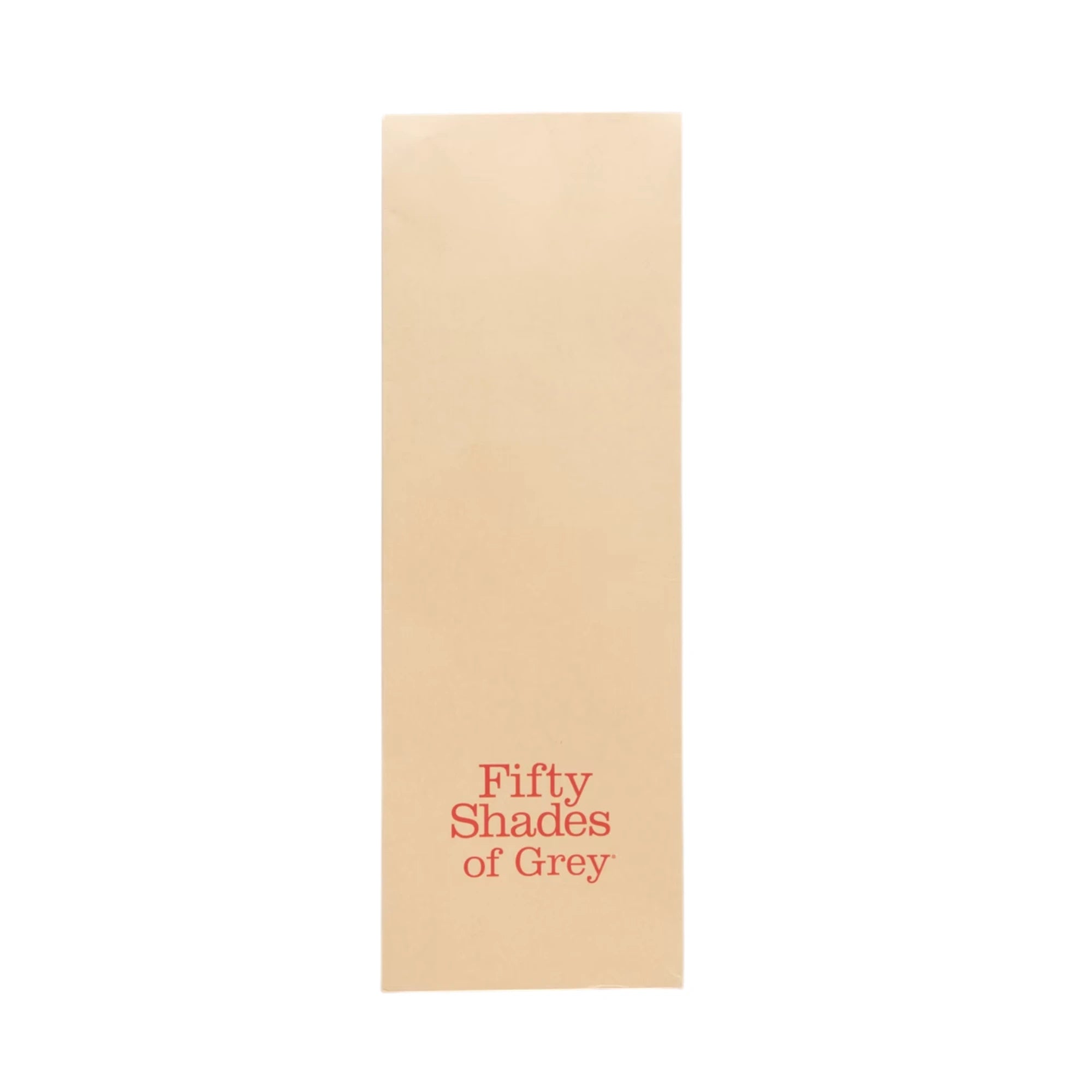 Fifty Shades of Grey Sweet Anticipation bondage set packaging box shown from front displaying cream and beige exterior with red Fifty Shades of Grey branding text against white background