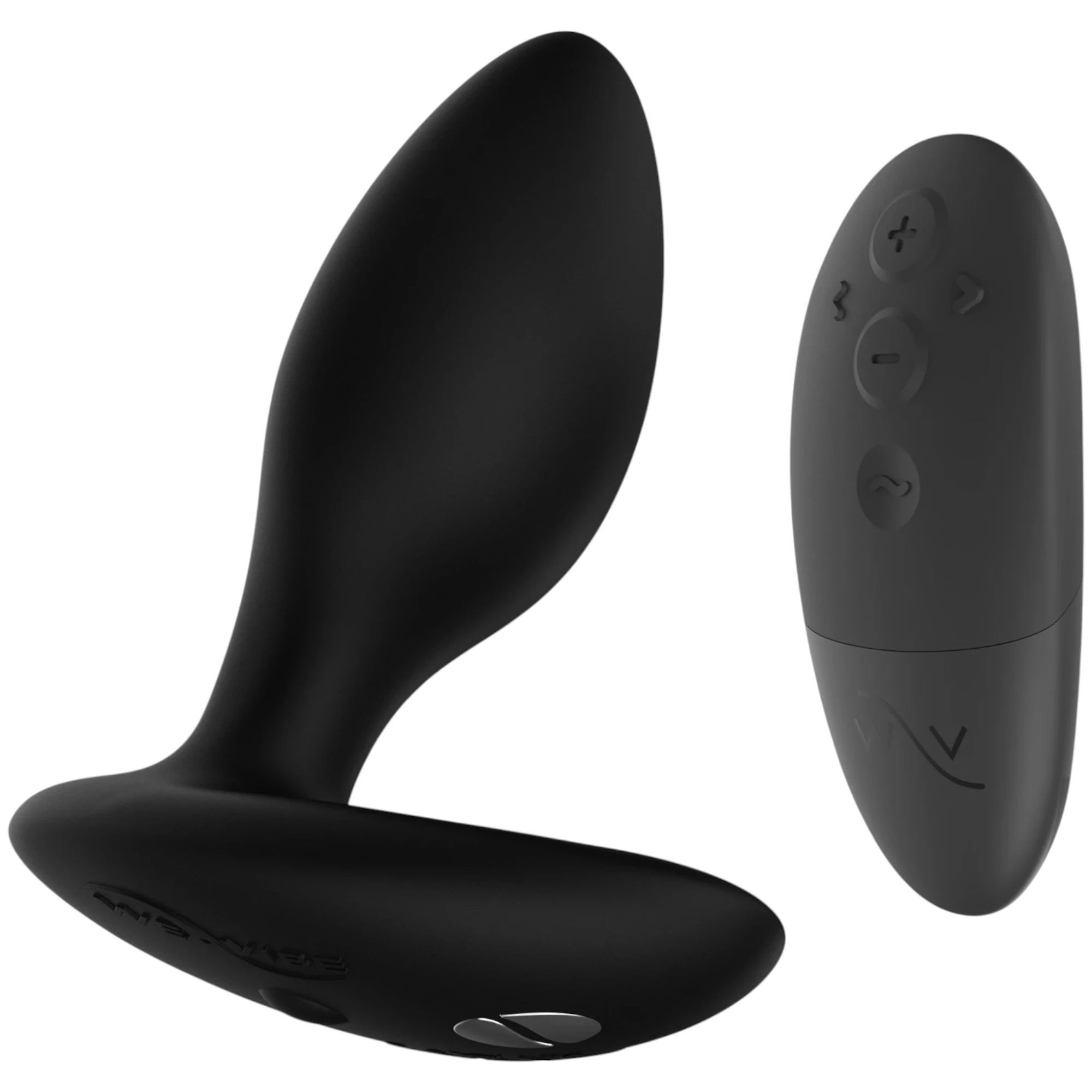 We-Vibe Ditto+ black vibrating butt plug with wireless remote control against white background